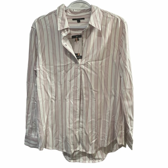 Small Pink and White Button Down Shirt Top Tahari - Picture 2 of 5
